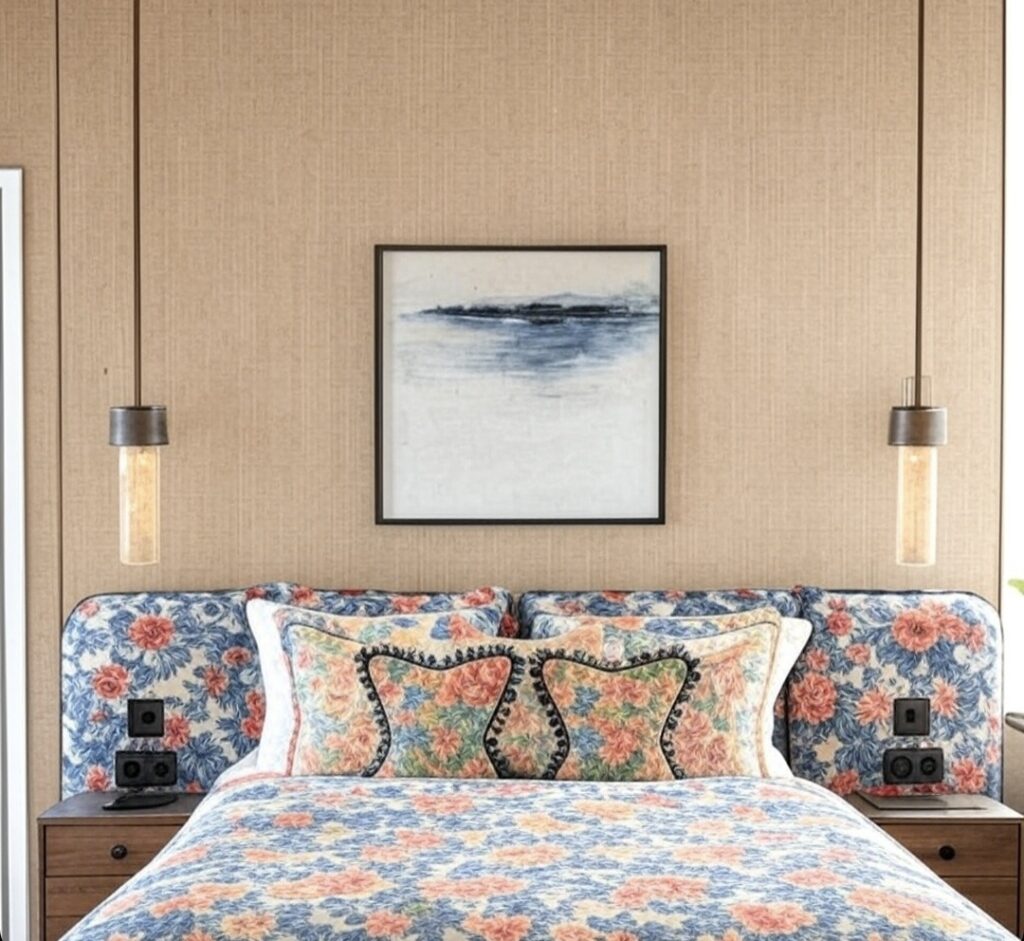 Dosseret de lit tapissier tissu en lin