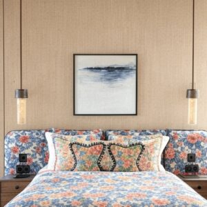 Dosseret de lit tapissier tissu en lin