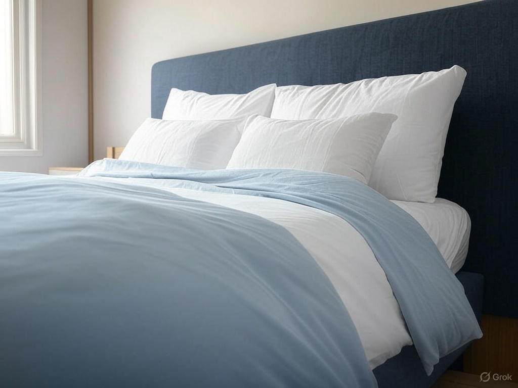 Tête de lit tissu bleu