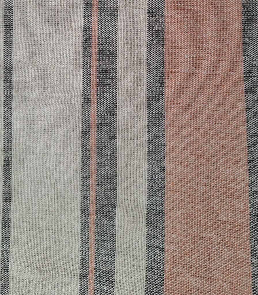 tissu rayé 100% lin LINDER matelas laine Rouge