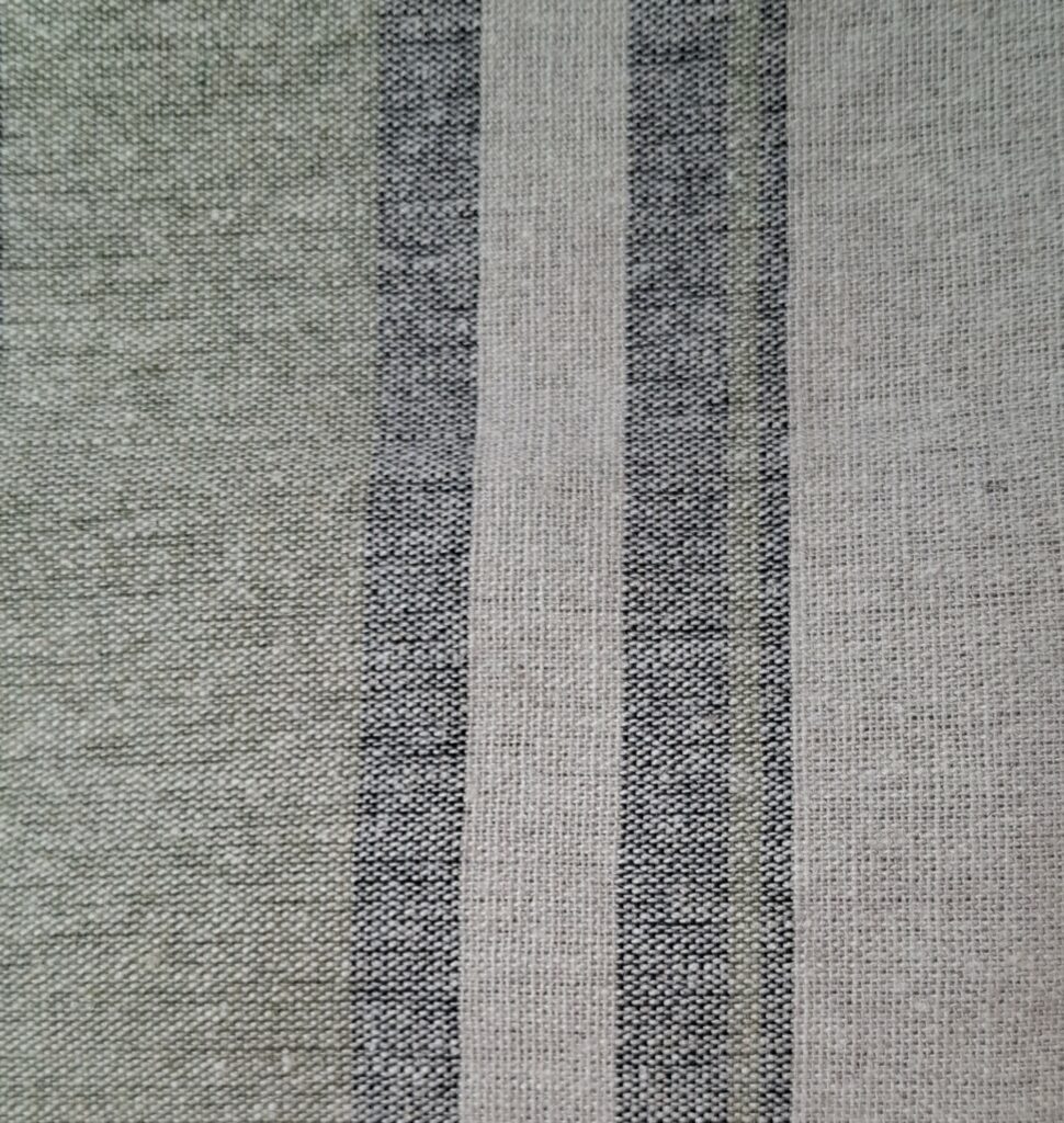 tissu rayé 100% lin LINDER matelas laine Vert